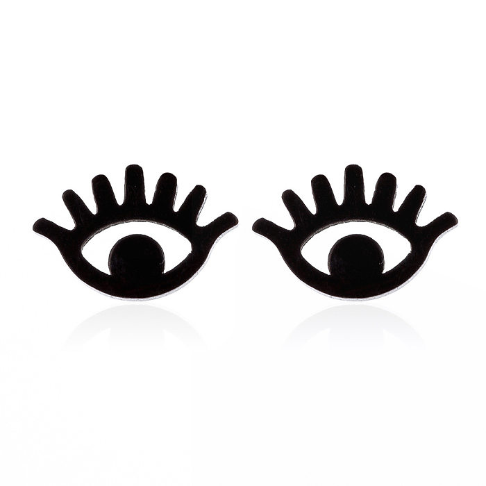 Pendientes de acero inoxidable chapados en tachuelas con forma de ojo de moda para mujer