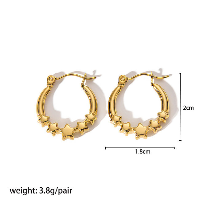 1 Pair Simple Style Star Plating Stainless Steel  18K Gold Plated Earrings