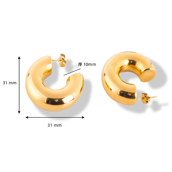 1 Pair Retro U Shape Plating Stainless Steel  Gold Plated Earrings