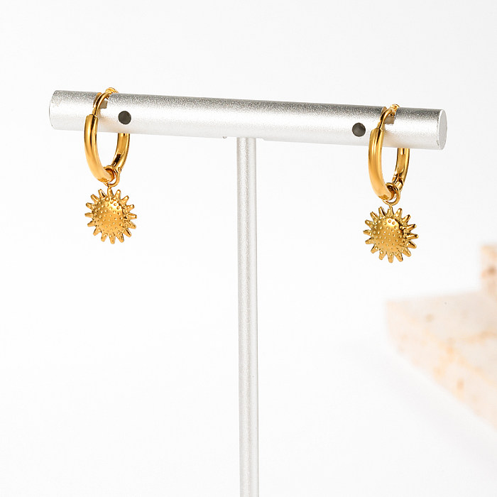 1 Pair Casual Vintage Style Sun Stainless Steel  Polishing Plating 14K Gold Plated Drop Earrings