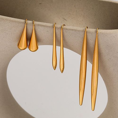 1 par de pendientes colgantes chapados en oro de acero inoxidable chapado en color sólido de estilo simple