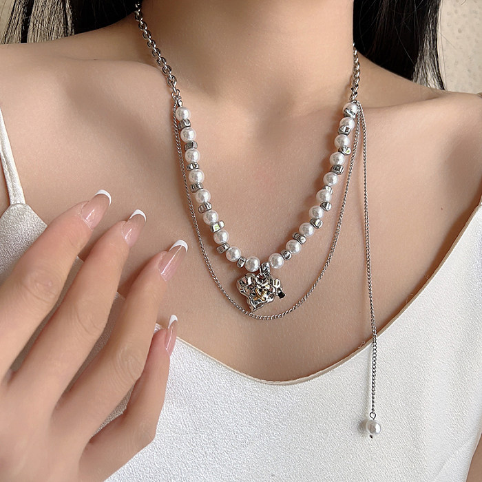 Herzförmige Edelstahl-Halskette im koreanischen Streetwear-Stil
