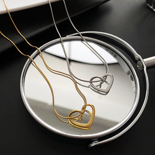 أزياء شكل قلب الفولاذ المقاوم للصدأ قلادة قلادة 1 قطعة