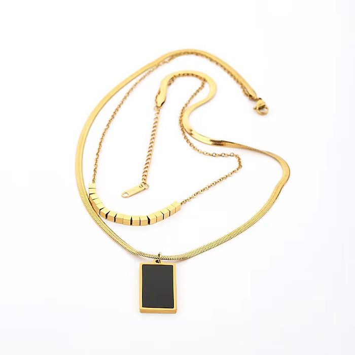 Elegant Simple Style Geometric Stainless Steel Plating 18K Gold Plated Layered Necklaces