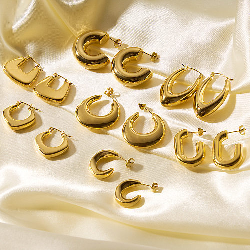 1 par de brincos banhados a ouro de cor sólida estilo simples