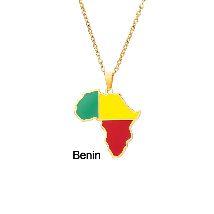 Fashion National Flag Stainless Steel  Necklace Dripping Oil Stainless Steel  Necklaces