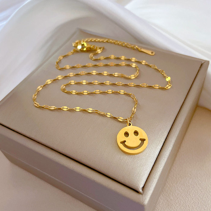 Wholesale Classic Style Smiley Face Stainless Steel Pendant Necklace