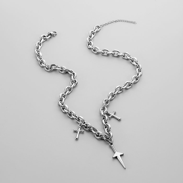Collier pendentif en acier inoxydable, 1 pièce, croix hip-hop, polissage, acier inoxydable
