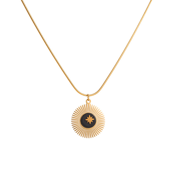 Collier avec pendentif en Zircon plaqué or 16 carats, Style IG, étoile soleil, papillon, en acier inoxydable, en vrac