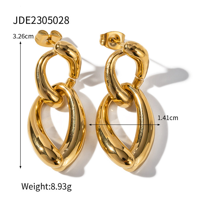 1 Pair IG Style Simple Style Irregular Chain Plating Stainless Steel  18K Gold Plated Drop Earrings