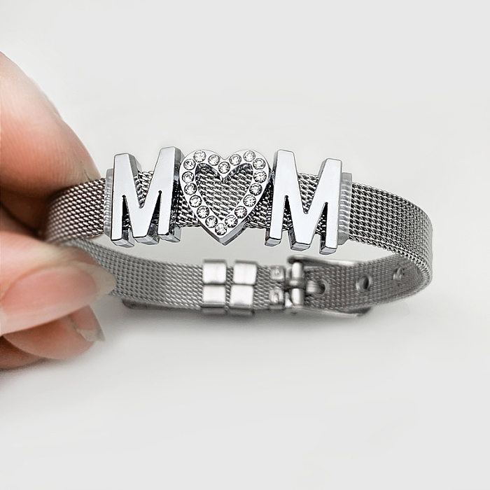 Armbänder mit Buchstaben „MAMA“ aus Edelstahl mit Intarsien und Strasssteinen