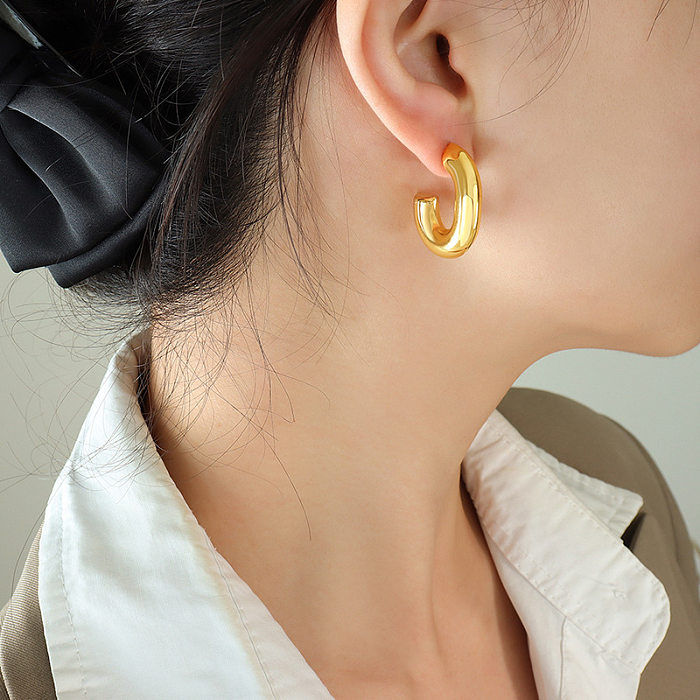 Simple Style U Shape Stainless Steel Plating Earrings 1 Pair