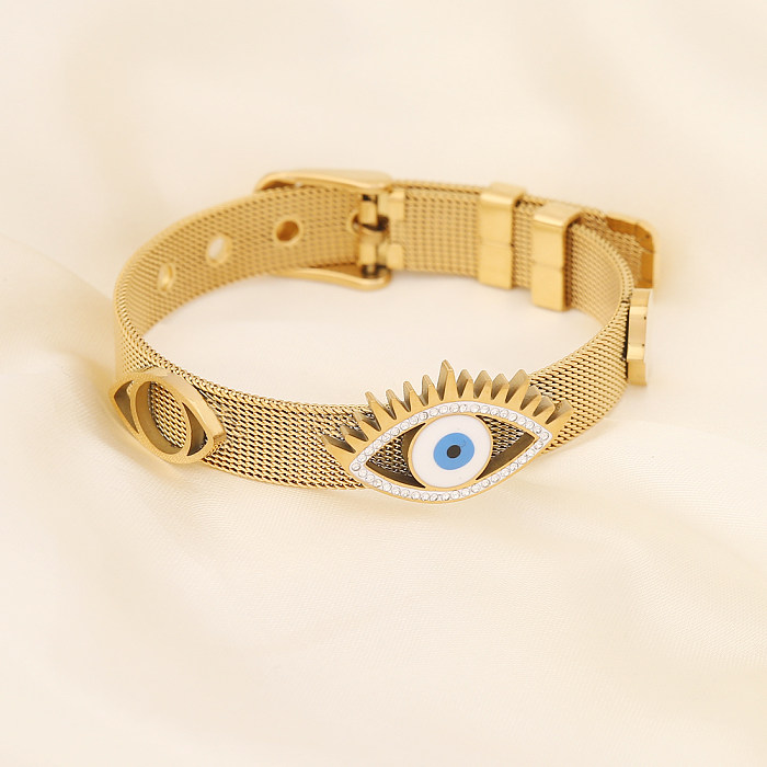 Retro Commute Eye Stainless Steel Enamel Bangle