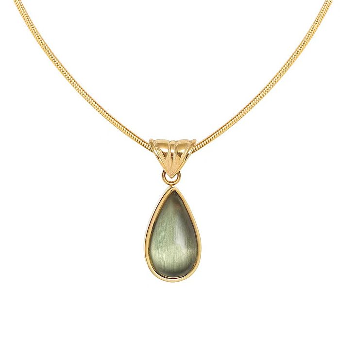 Simple Style Water Droplets Stainless Steel Plating 18K Gold Plated Necklace