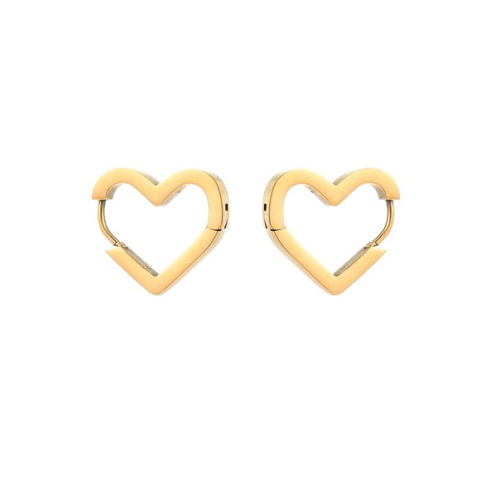 1 Paar Pendel-Pentagramm-Ohrringe in Herzform, polierter Edelstahl, 18 Karat vergoldet