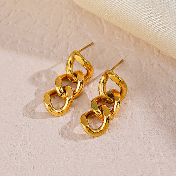 1 paire de boucles d'oreilles pendantes en acier inoxydable pour femmes élégantes, placage géométrique