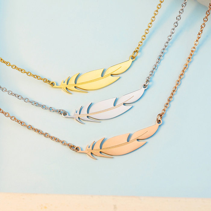 Fashion Feather Stainless Steel  Necklace Plating Stainless Steel  Necklaces