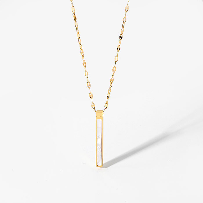 Collier pendentif rectangulaire Simple en acier inoxydable, coquille blanche, vente en gros de bijoux