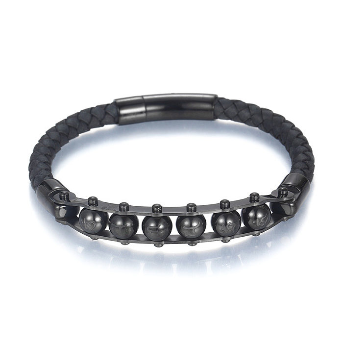Wholesale Streetwear Round Titanium Steel Braid Bracelets