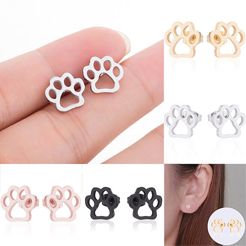 Fashion Paw Print Stainless Steel  Ear Studs 1 Pair