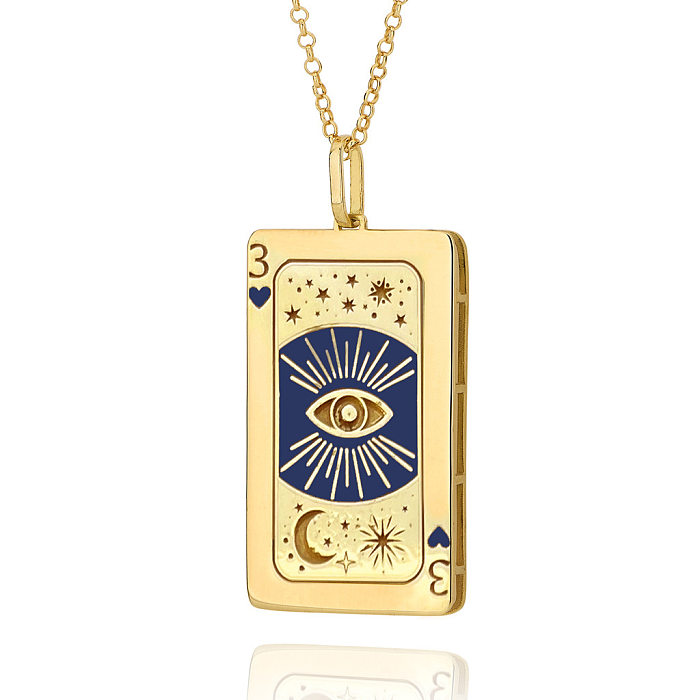 Exaggerated Simple Style Card Stainless Steel  Plating Inlay Carving Zircon 18K Gold Plated Pendant Necklace