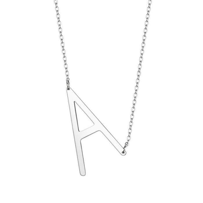 Nouveau Collier en acier inoxydable avec 26 lettres de l'alphabet anglais NHTP143476