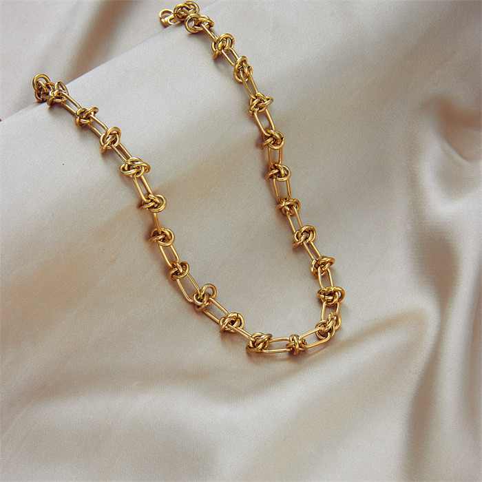 Vintage Style Geometric Stainless Steel  Necklace Gold Plated Stainless Steel  Necklaces
