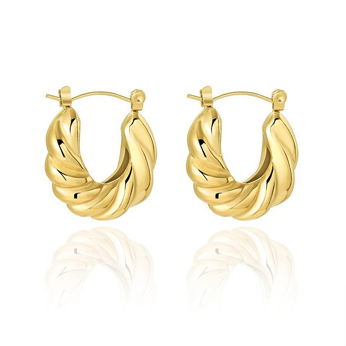1 Pair Commute Solid Color Plating Stainless Steel  18K Gold Plated Earrings