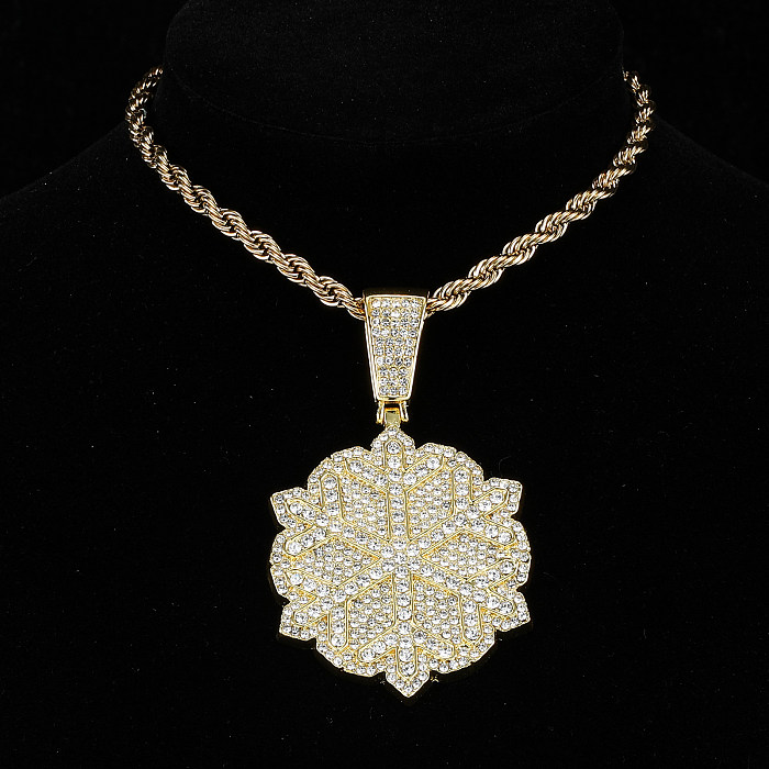 Collier de pierres précieuses artificielles incrustées d'alliage d'acier inoxydable de fleur de style classique