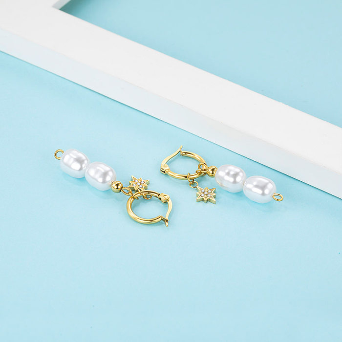 1 Pair Elegant Lady Simple Style Star Plating Stainless Steel  Gold Plated Drop Earrings