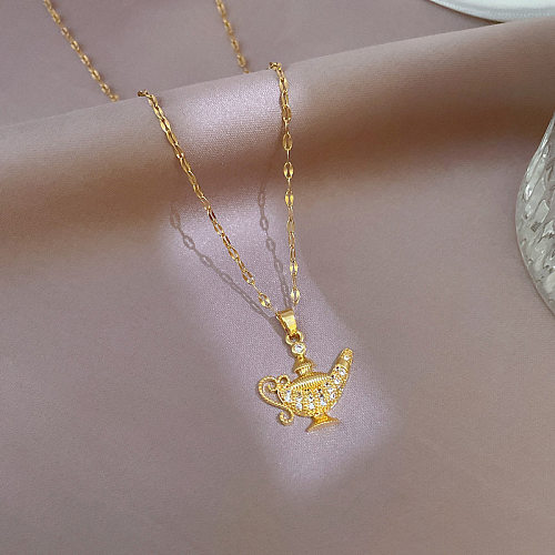 Ethnic Style Geometric Stainless Steel Necklace Star Chain Diamond Zircon Stainless Steel  Necklaces