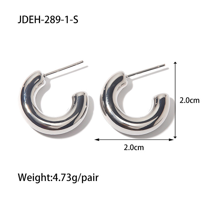 1 Pair Vintage Style C Shape Spiral Stripe Stainless Steel  Plating Earrings