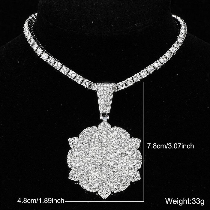 Classic Style Flower Stainless Steel  Alloy Inlay Artificial Gemstones Necklace