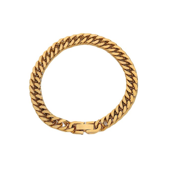 European And American 7.3mm Thick Cuban Chain Bracelet 18K Gold-plated Stainless Steel Bracelet