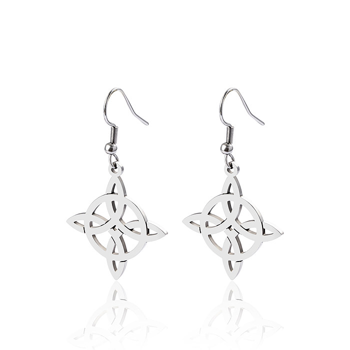 Symbole de style simple, crochet d'oreille creux en acier inoxydable, 1 paire