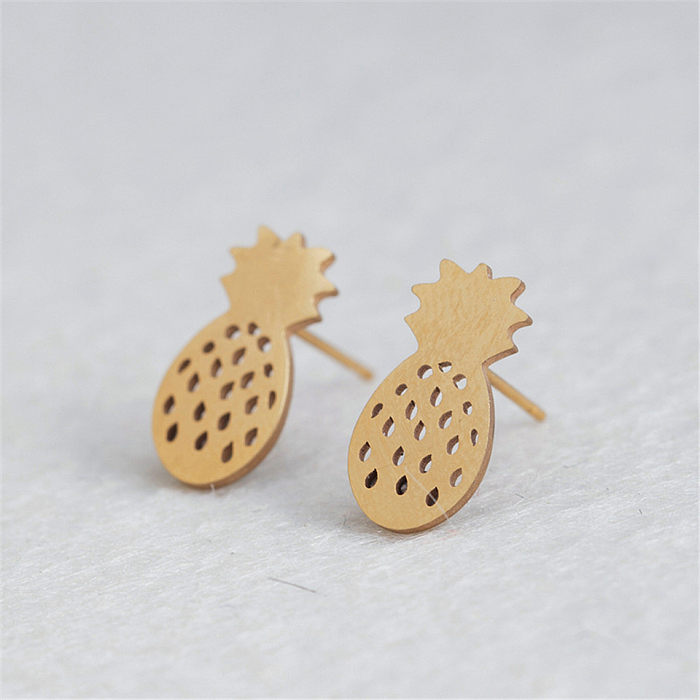 Simple Fruit Pineapple Stainless Steel  Earrings Wholesale