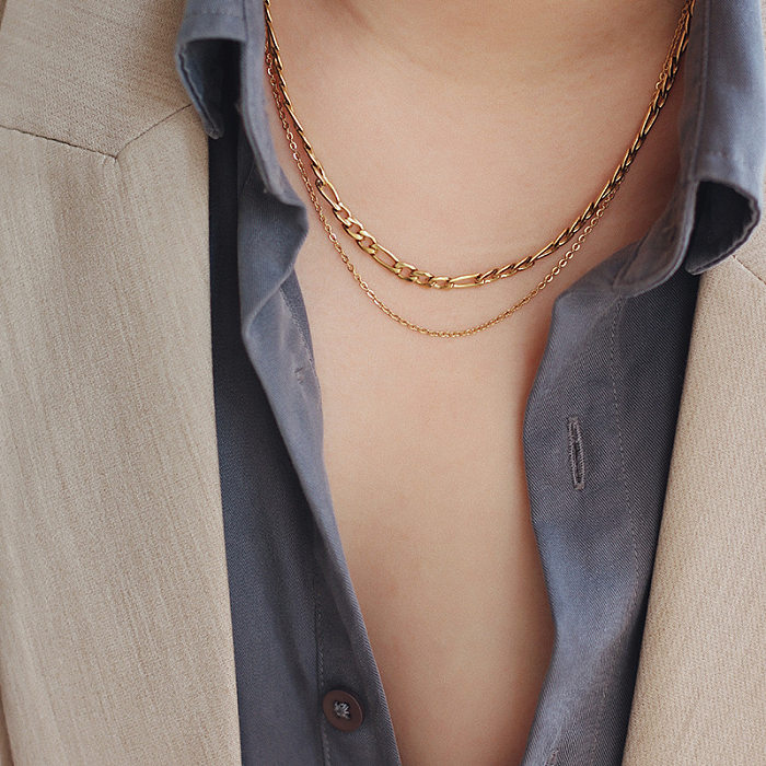Großhandel mit schlichten, geometrischen Halsketten aus Edelstahl mit 18-Karat-Vergoldung