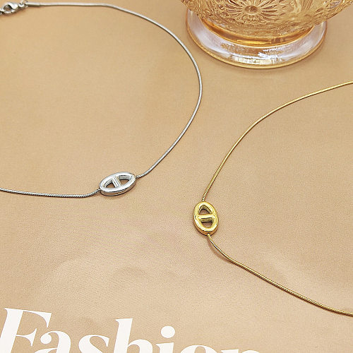 Casual Simple Style Solid Color Stainless Steel Plating Hollow Out Necklace