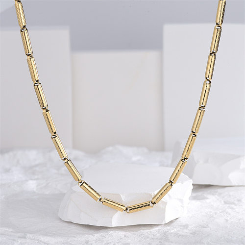Hip-Hop Geometric Stainless Steel Polishing Plating 18K Gold Plated Necklace