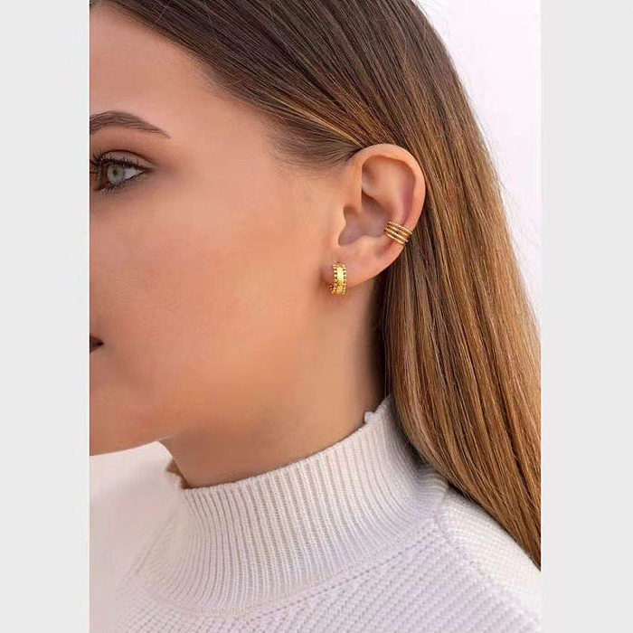 1 Pair IG Style Solid Color Stainless Steel  Earrings