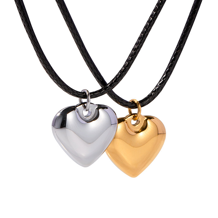 IG Style Heart Shape Stainless Steel  Plating 18K Gold Plated Pendant Necklace