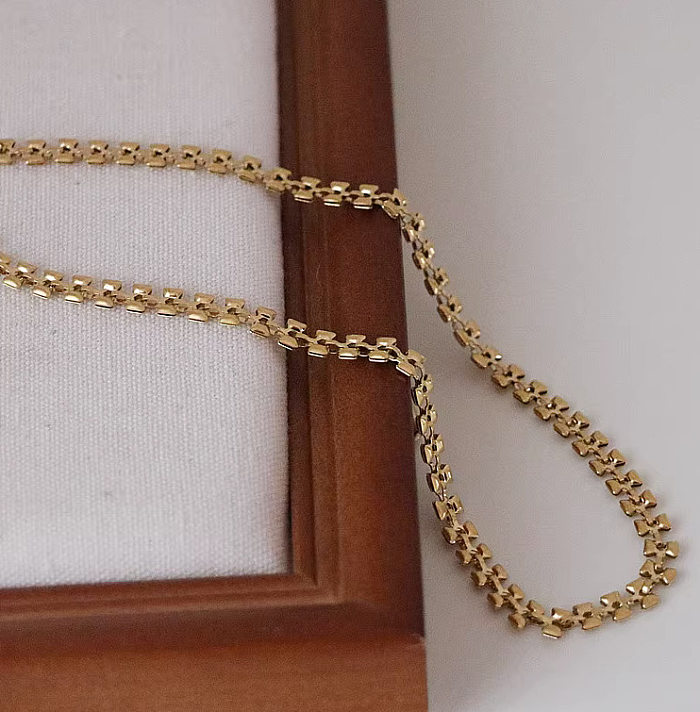 Elegant Simple Style Grain Stainless Steel Plating 18K Gold Plated Necklace