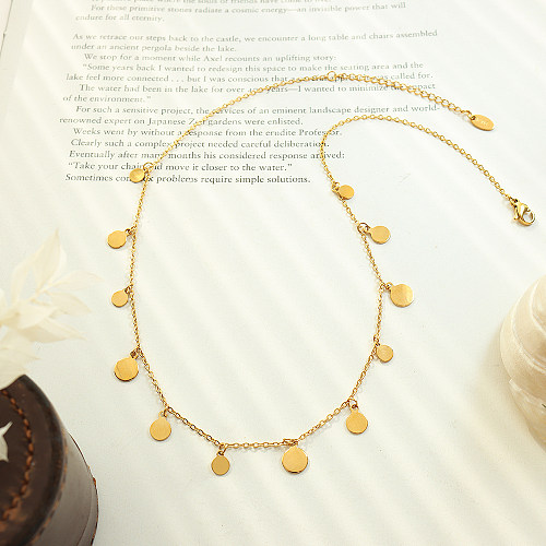 Modern Style Simple Style Round Stainless Steel Plating 18K Gold Plated Necklace