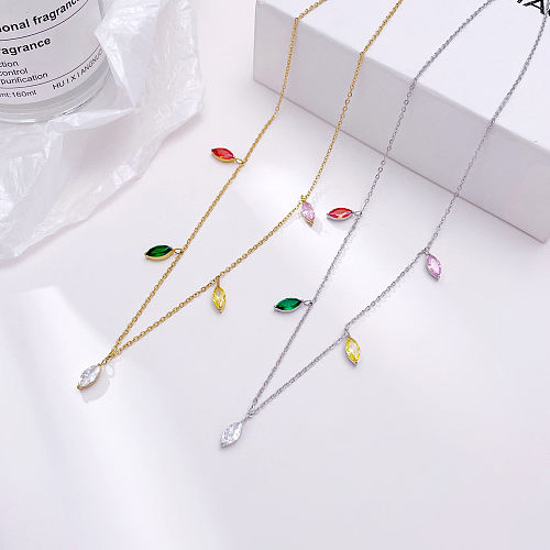 Simple Style Commute Geometric Stainless Steel  Plating Inlay Rhinestones Necklace