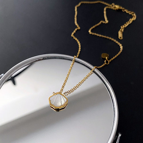 Fashion Shell Stainless Steel Inlay Shell Pendant Necklace 1 Piece