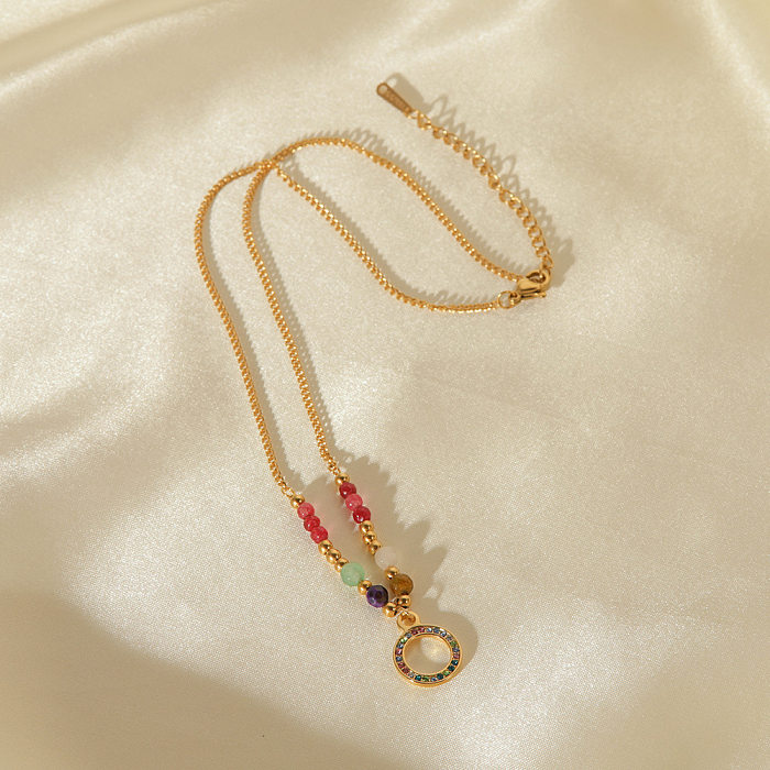 Modische geometrische Edelstahl-Anhänger-Halskette mit künstlichem Diamant-Edelstahl-Halskette