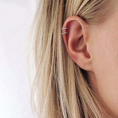 Boucles d'oreilles non percées en acier inoxydable, Double couche, unisexe, Simple, à la mode, plaquées or