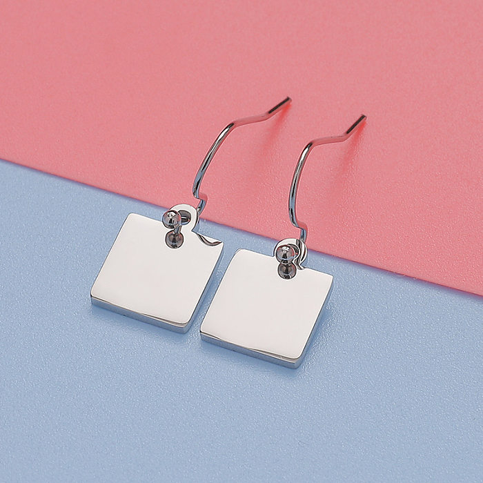 1 Pair Cute Lady Shiny Square Plating Stainless Steel  Rose Gold Plated Gold Plated Silver Plated Drop Earrings
