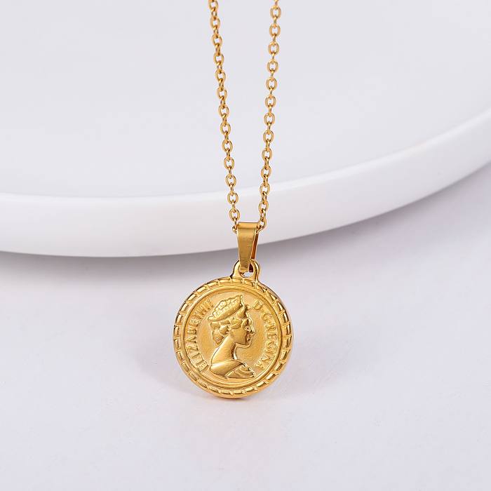 Classic Style Human Stainless Steel Plating 18K Gold Plated Pendant Necklace
