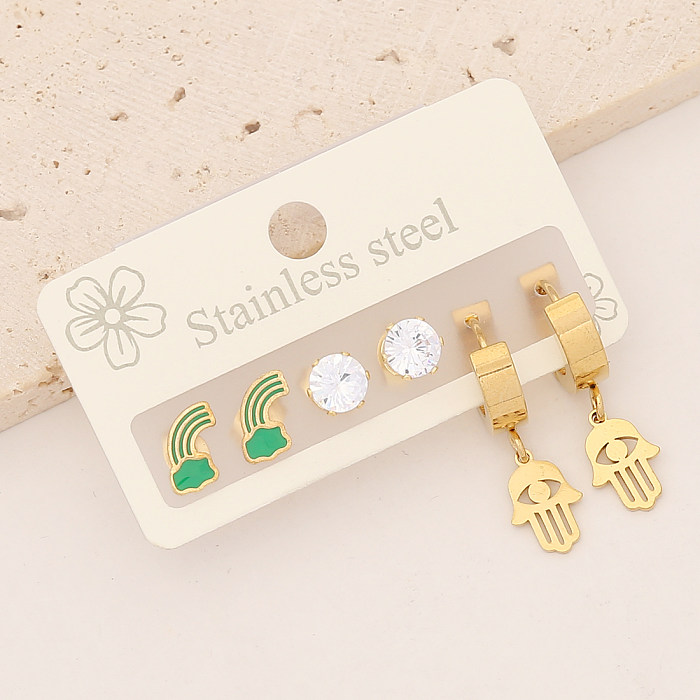 1 Set Elegant Simple Style Heart Shape Butterfly Plating Stainless Steel  Drop Earrings